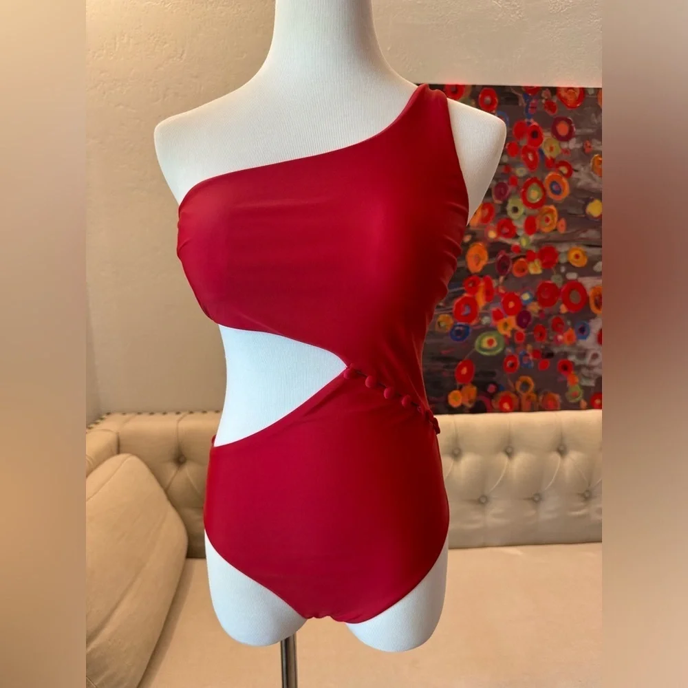 Red Carter Peri Red Cut Out One Piece Swimsuit